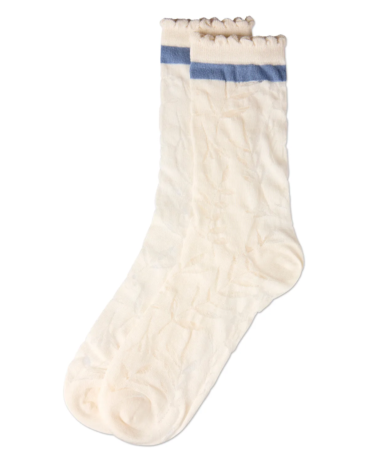 Women's "Fern Leaf" Cotton-Rich Scallop-Edge Crew Sock sold by MeMoi product image thumbnail 3