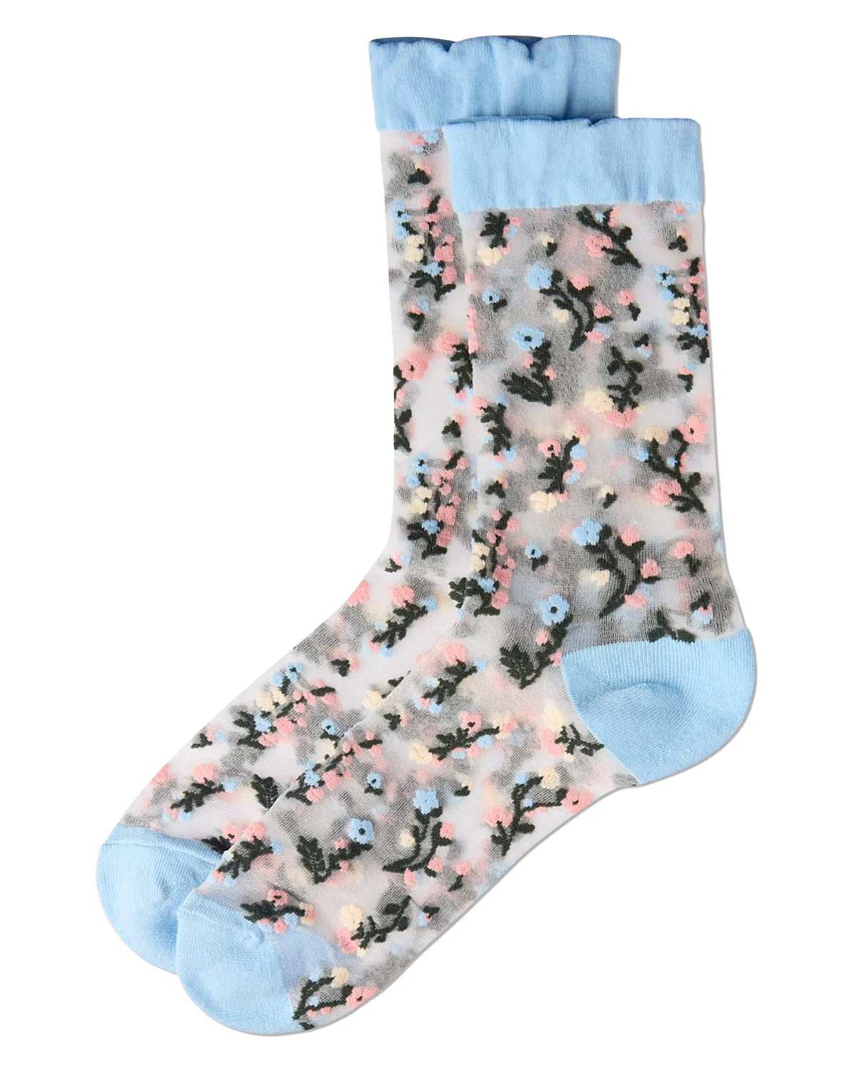 Women's Flowing Floral Sheer Crew Socks sold by MeMoi product image thumbnail 3