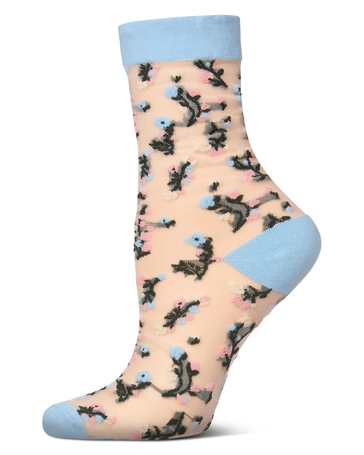 Women's Flowing Floral Sheer Crew Socks sold by MeMoi