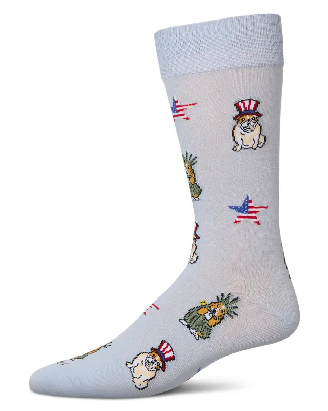 Men's Patriotic Dogs Rayon From Bamboo Crew Socks sold by MeMoi