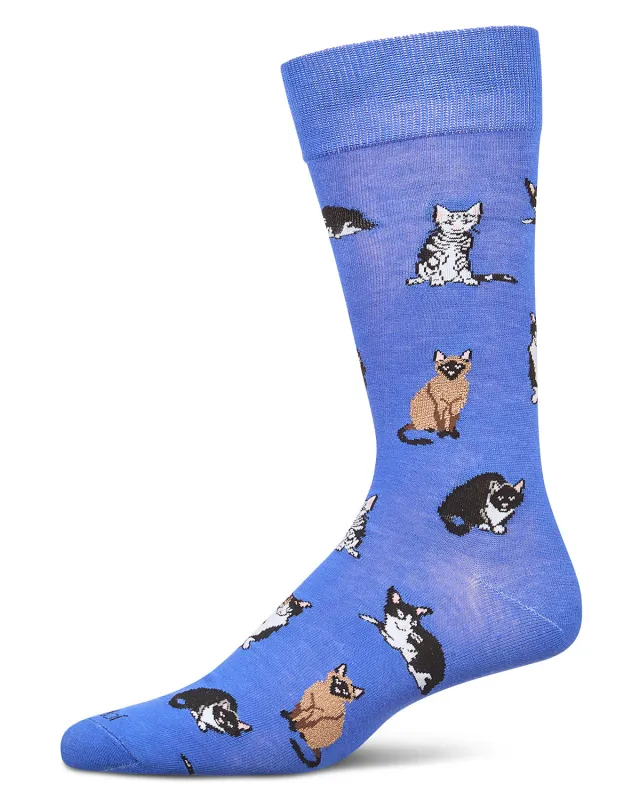 Men's Multi Cat Rayon From Bamboo Crew Socks sold by MeMoi