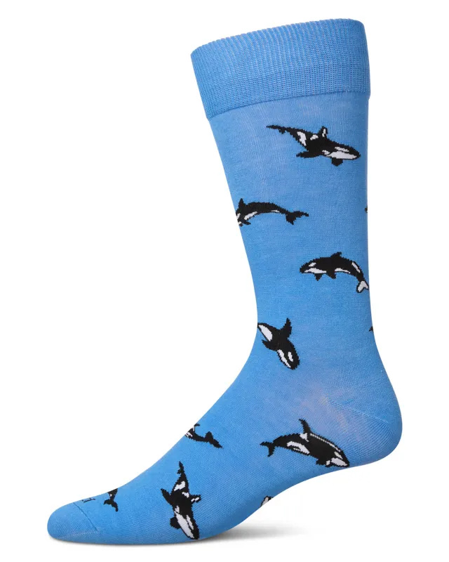 Men's Whales Rayon From Bamboo Crew Socks sold by MeMoi
