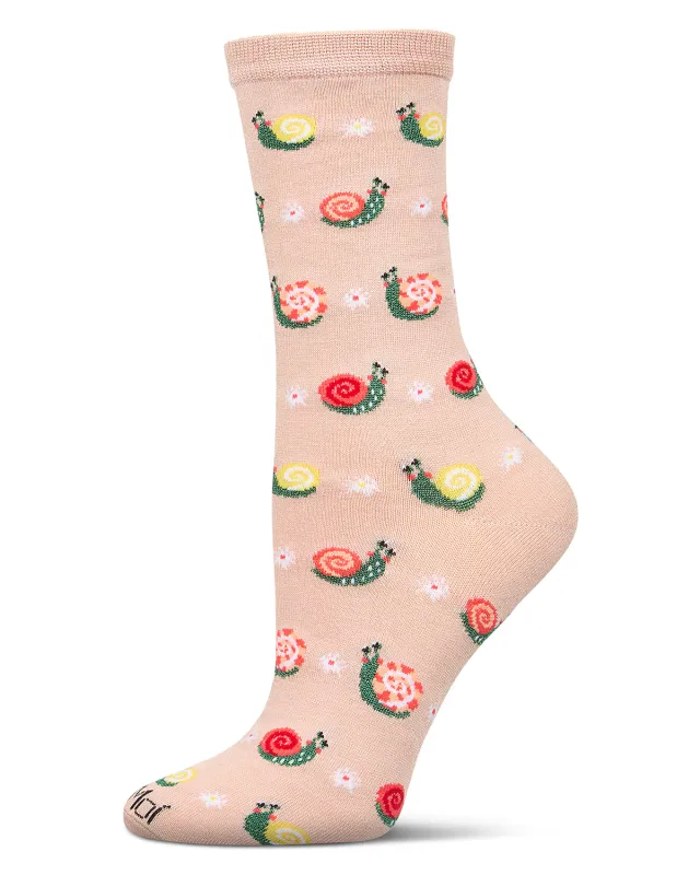 Women's Snails Rayon From Bamboo Crew Socks sold by MeMoi