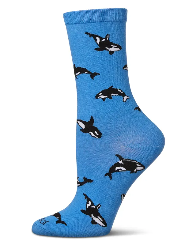 Women's Whales Rayon From Bamboo Crew Socks sold by MeMoi