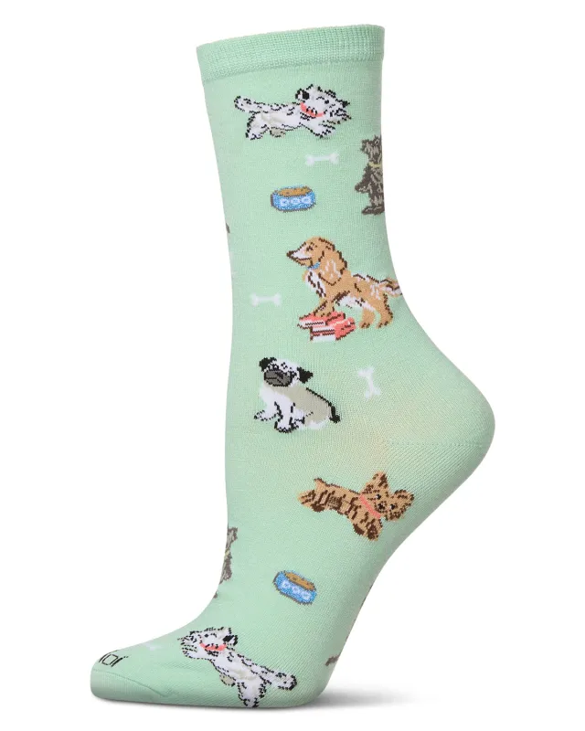 Women's Dogs Rayon From Bamboo Crew Socks sold by MeMoi