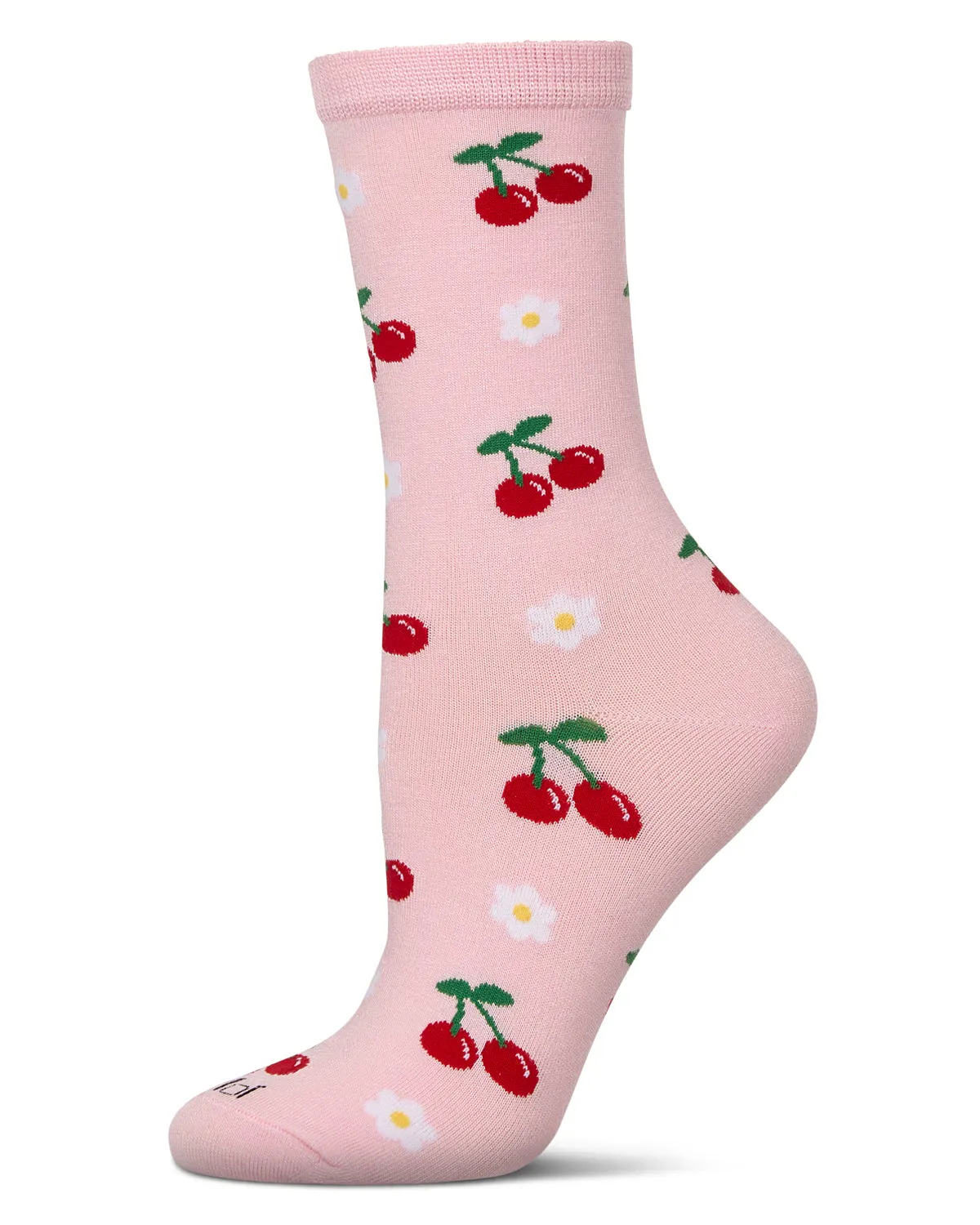 Women's Daisy Cherry Rayon From Bamboo Crew Socks sold by MeMoi