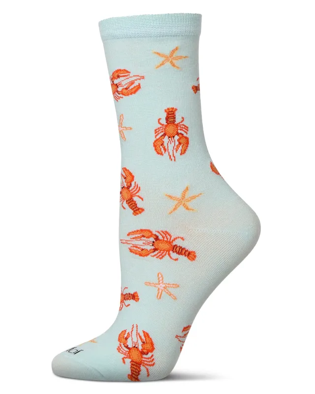 Women's Lobsters Rayon From Bamboo Crew Socks sold by MeMoi