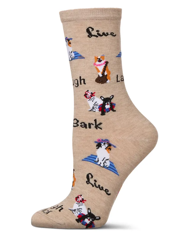 Women's Live Laugh Bark Rayon From Bamboo Crew Socks sold by MeMoi