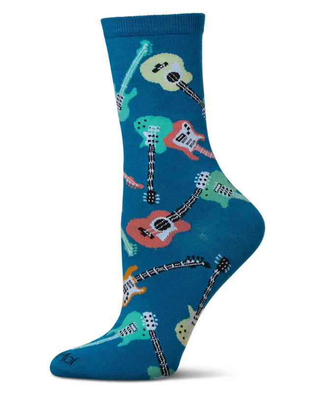 Women's Guitars Rayon From Bamboo Crew Socks sold by MeMoi