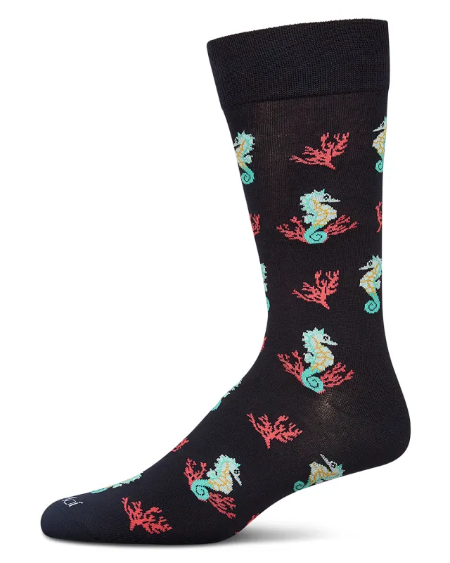 Men`s Seahorses Rayon from Bamboo Crew Socks sold by MeMoi