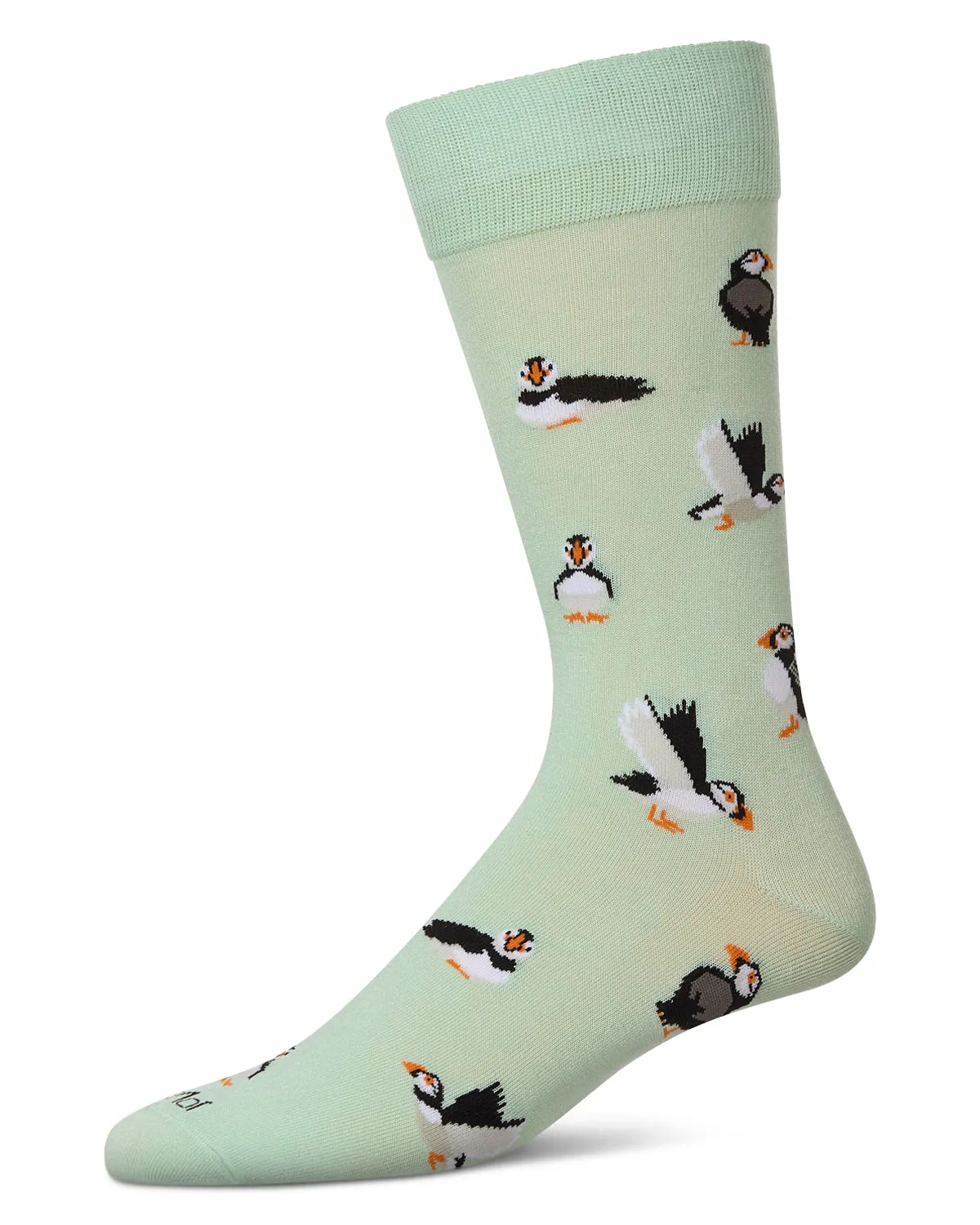 Men's Puffin Birds Rayon from Bamboo Crew Socks sold by MeMoi