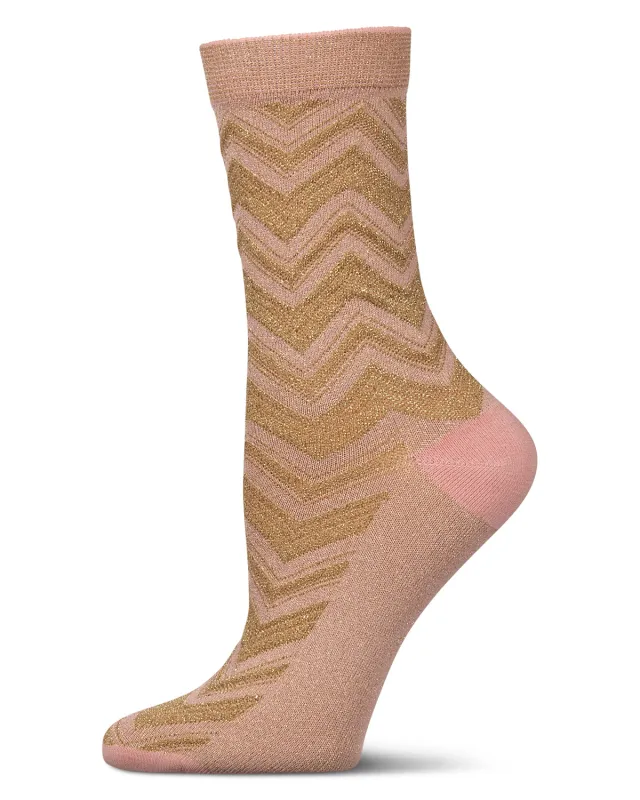 Women's Shimmer Chevron Crew Socks sold by MeMoi