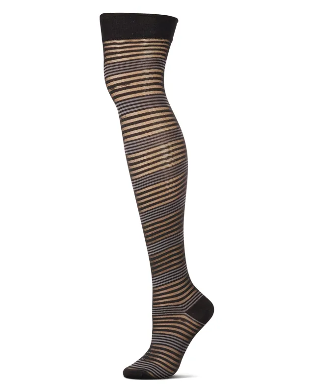 Women's Variegated Sheer Stripe Over The Knee Socks sold by MeMoi