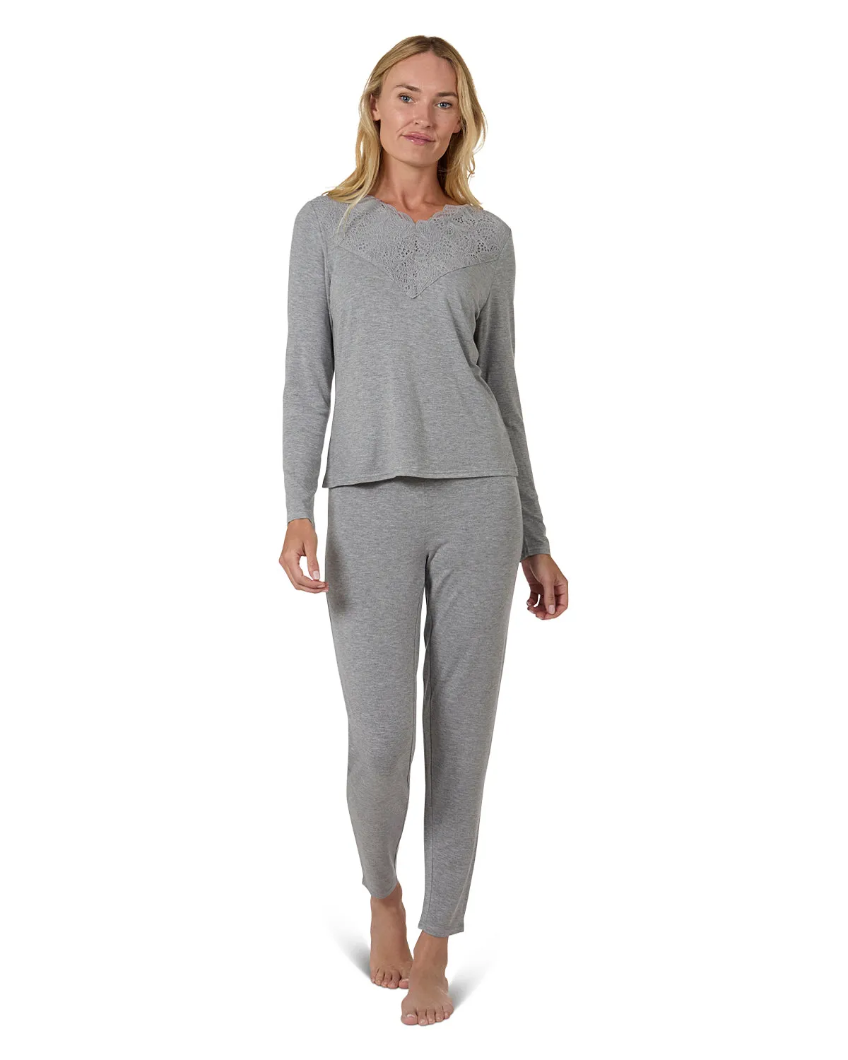 Women's Lace Trim Top Pajama Pants Set sold by MeMoi product image thumbnail 2