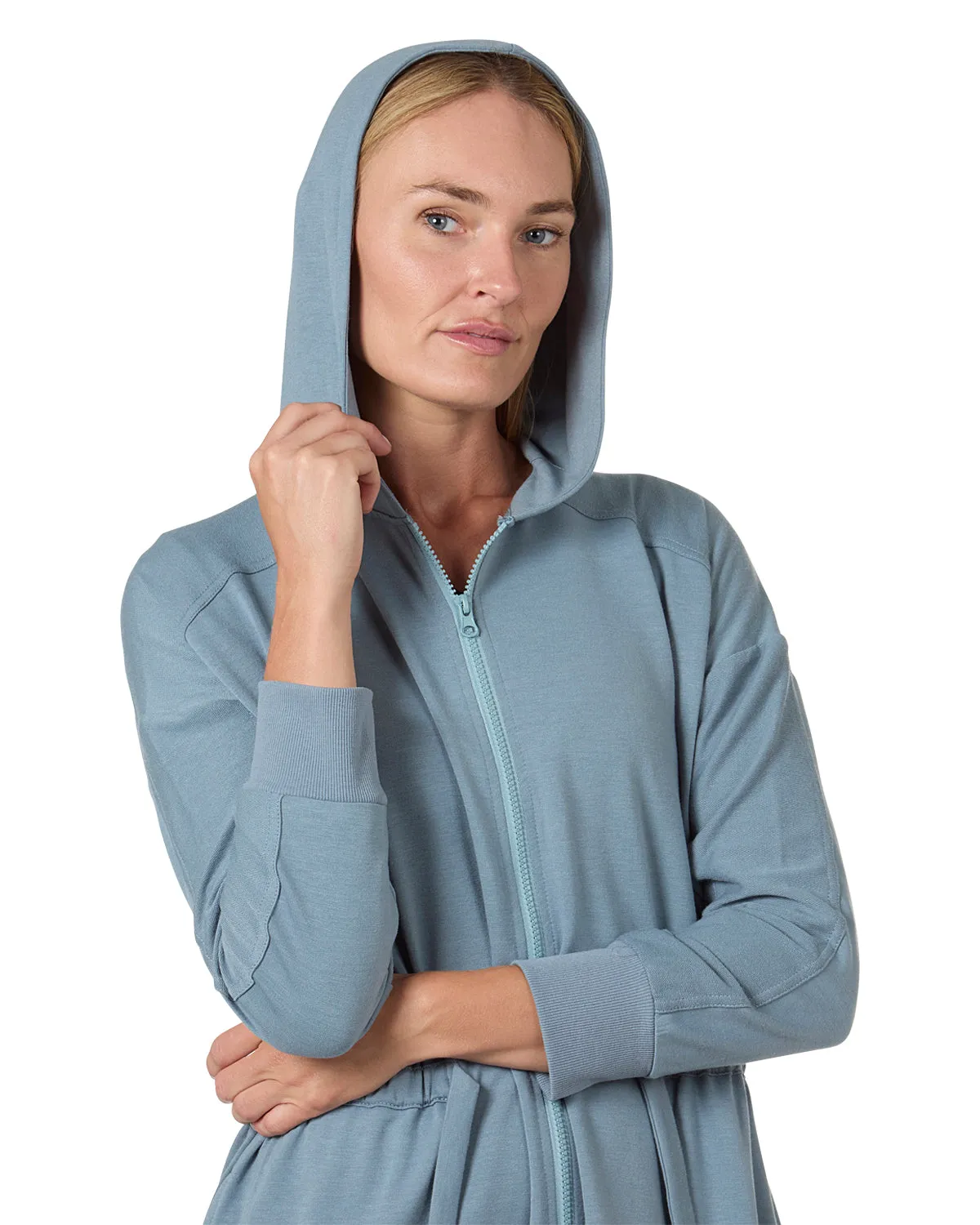 Women's Hooded Step-In Half-Zip Robe sold by MeMoi product image thumbnail 2