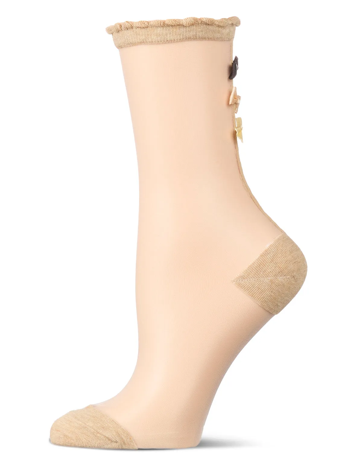 Women's Triple Bow Back Sheer Crew Socks sold by MeMoi product image thumbnail 4