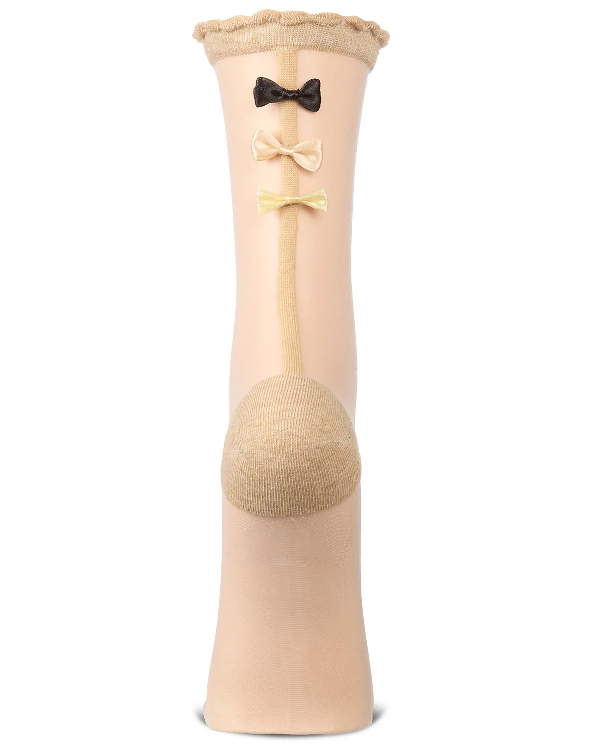 Women's Triple Bow Back Sheer Crew Socks sold by MeMoi product image thumbnail 2