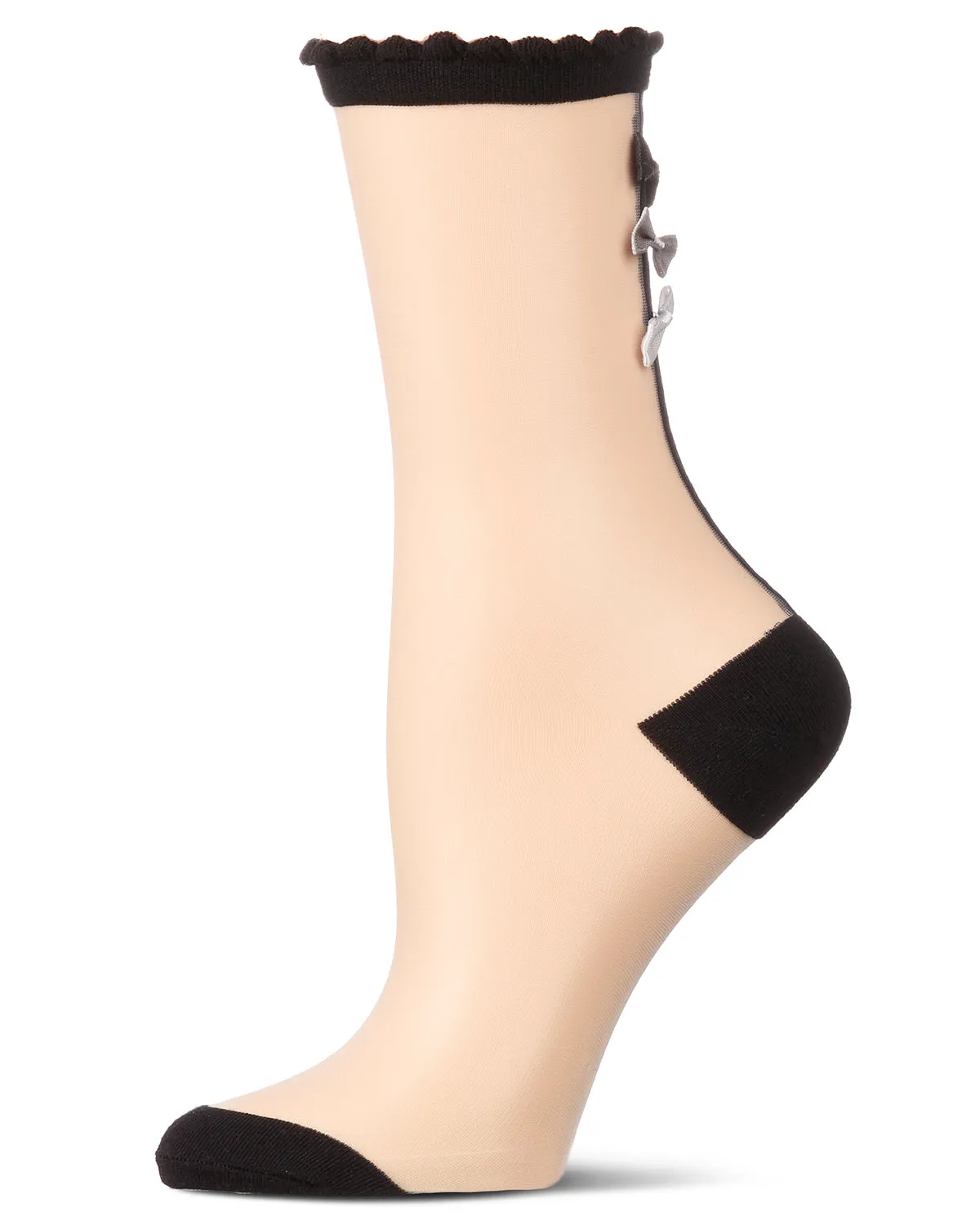 Women's Triple Bow Back Sheer Crew Socks sold by MeMoi product image thumbnail 3