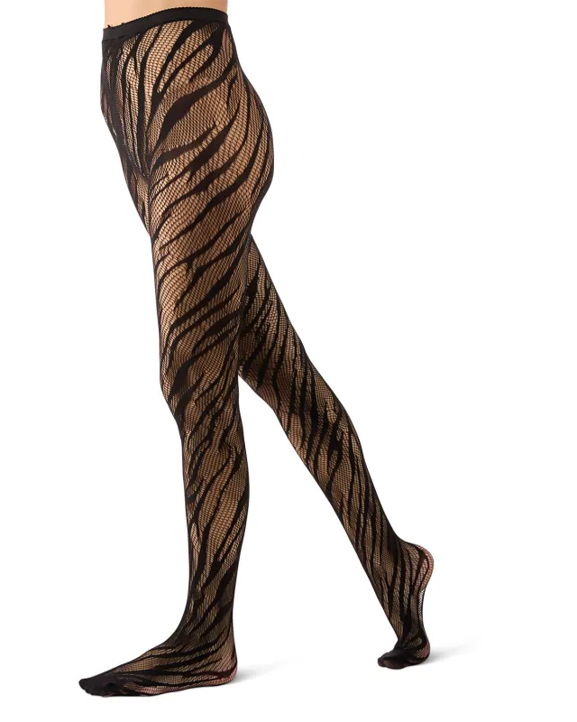 Women's Zebra-Patterned Sheer Net Tights sold by MeMoi