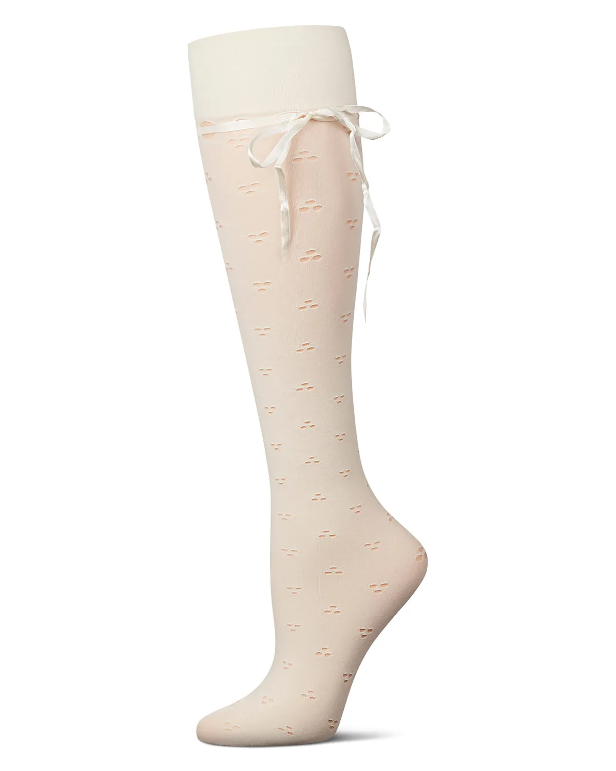 Women's Pointelle Bow Tie Knee High Socks sold by MeMoi product image thumbnail 2