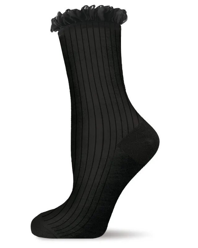 Women's Fine Rib Loop Cuff Crew Socks sold by MeMoi