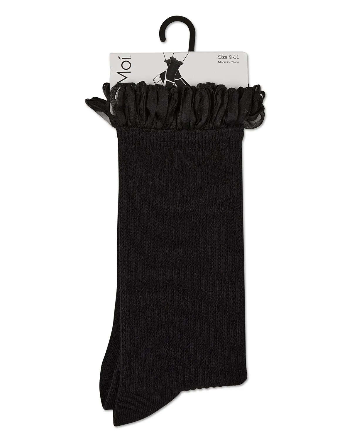 Women's Fine Rib Loop Cuff Crew Socks sold by MeMoi product image thumbnail 4
