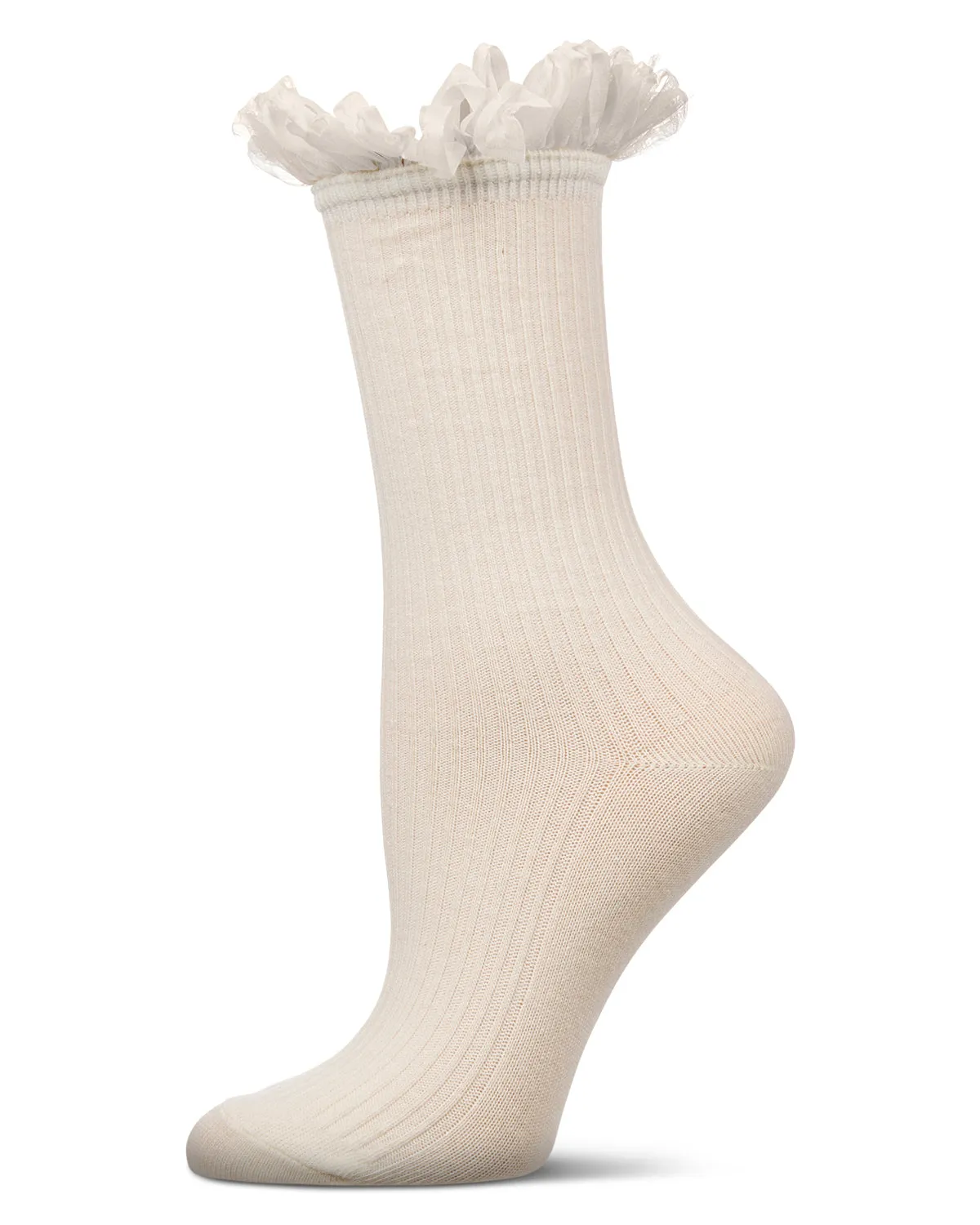 Women's Fine Rib Loop Cuff Crew Socks sold by MeMoi product image thumbnail 2