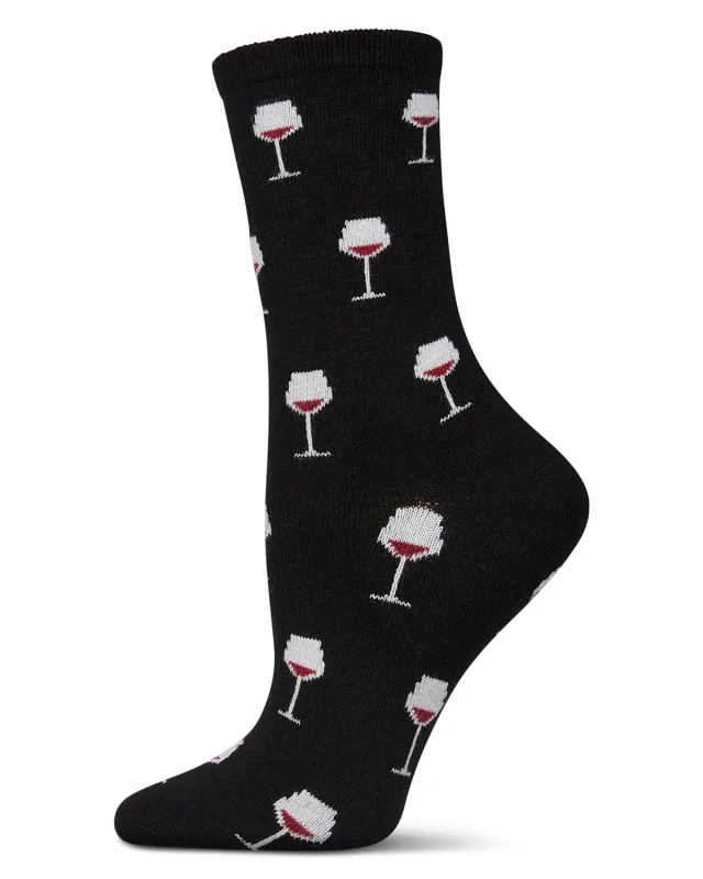 Women's Wine-Themed Cashmere Blend Novelty Crew Socks sold by MeMoi