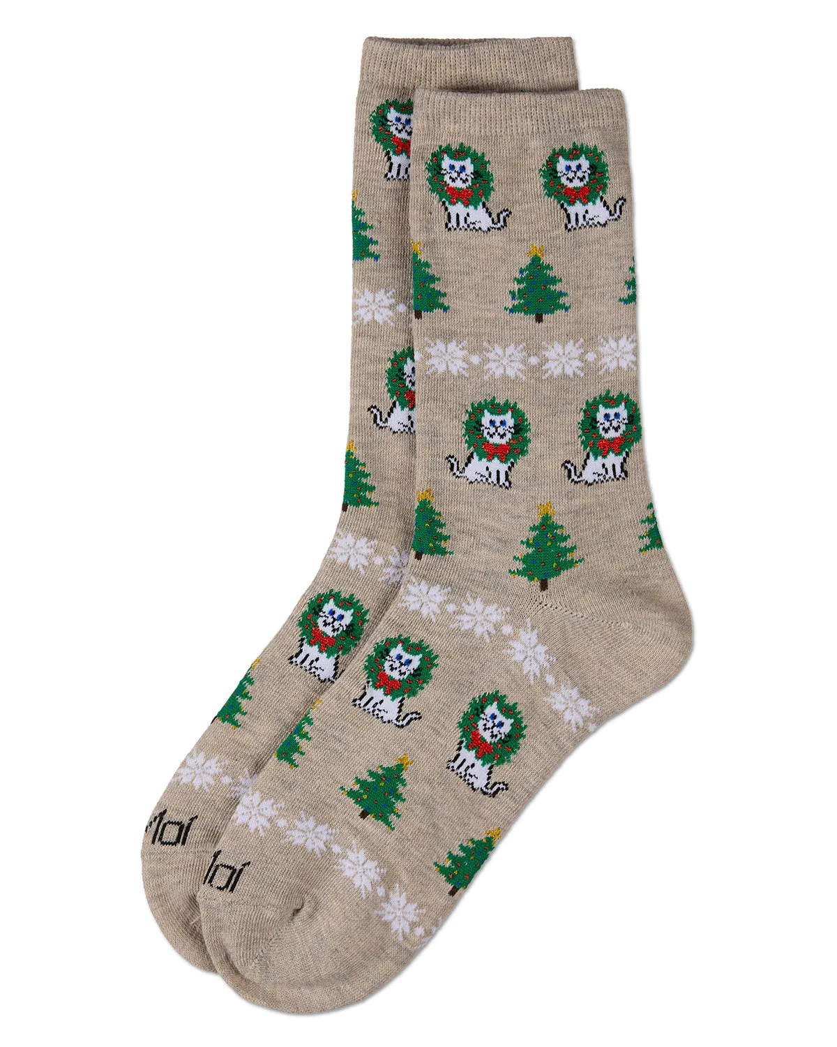Women's Fair Isle Cat Holiday Crew Socks sold by MeMoi product image thumbnail 3