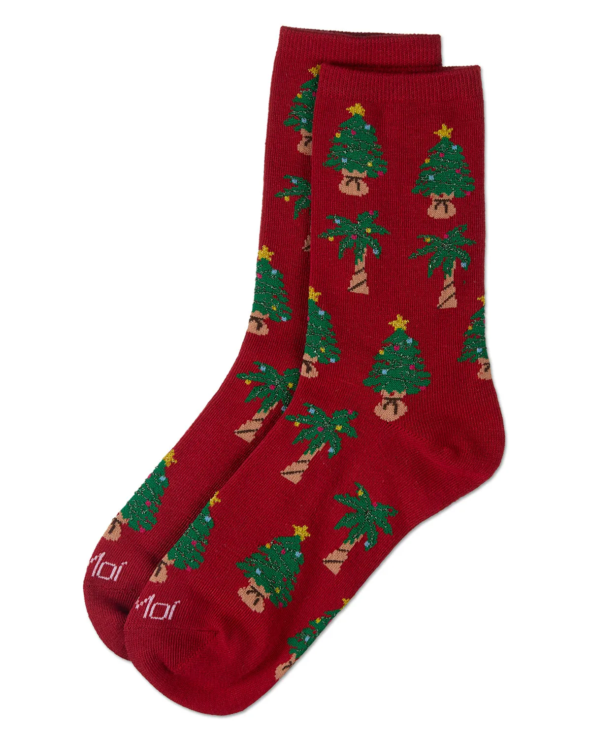 Women's Tree Paradise Holiday Crew Socks sold by MeMoi product image thumbnail 3