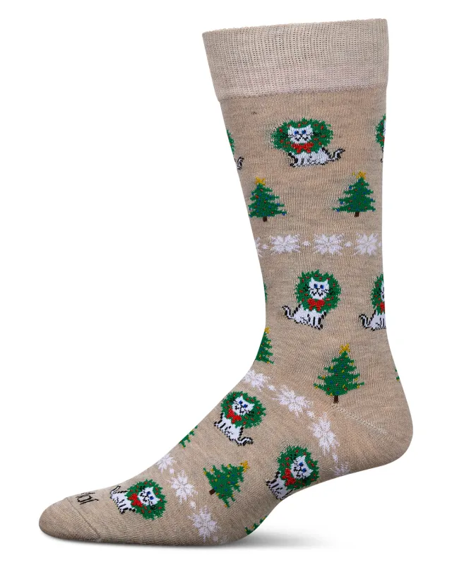 Men's Fairisle Cat Holiday Crew Socks sold by MeMoi