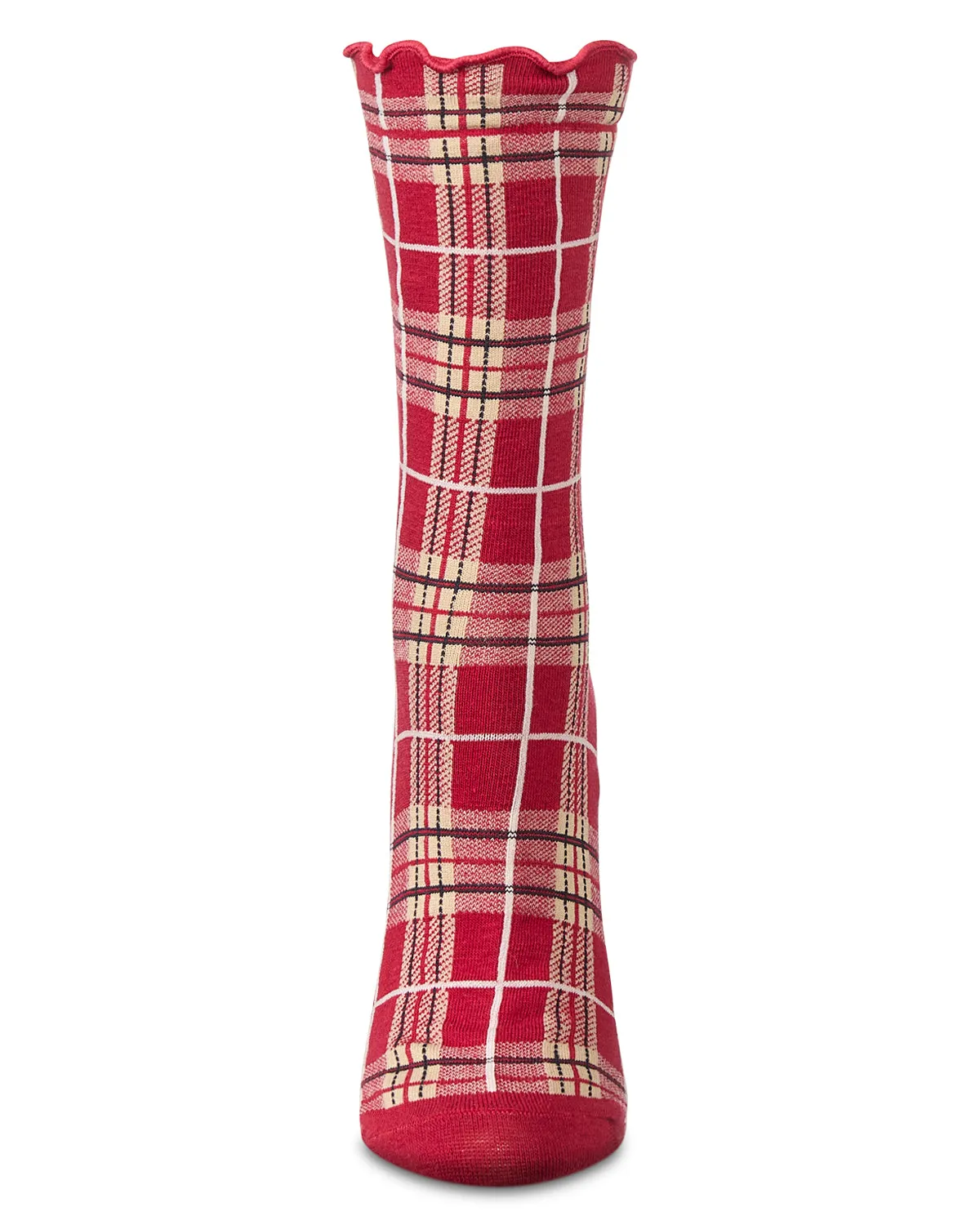 Women's Classic Plaid Lettuce Edge Crew Socks sold by MeMoi product image thumbnail 5
