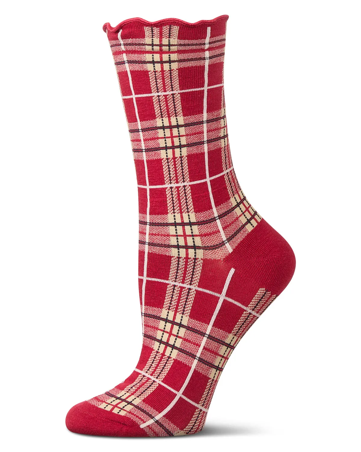 Women's Classic Plaid Lettuce Edge Crew Socks sold by MeMoi