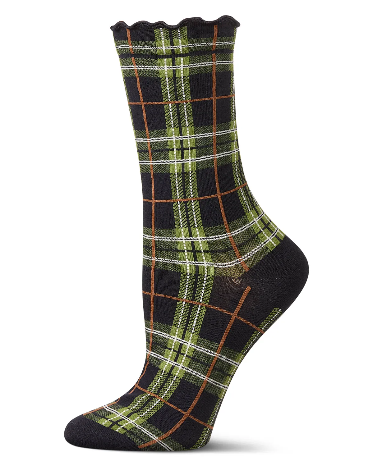 Women's Classic Plaid Lettuce Edge Crew Socks sold by MeMoi product image thumbnail 2