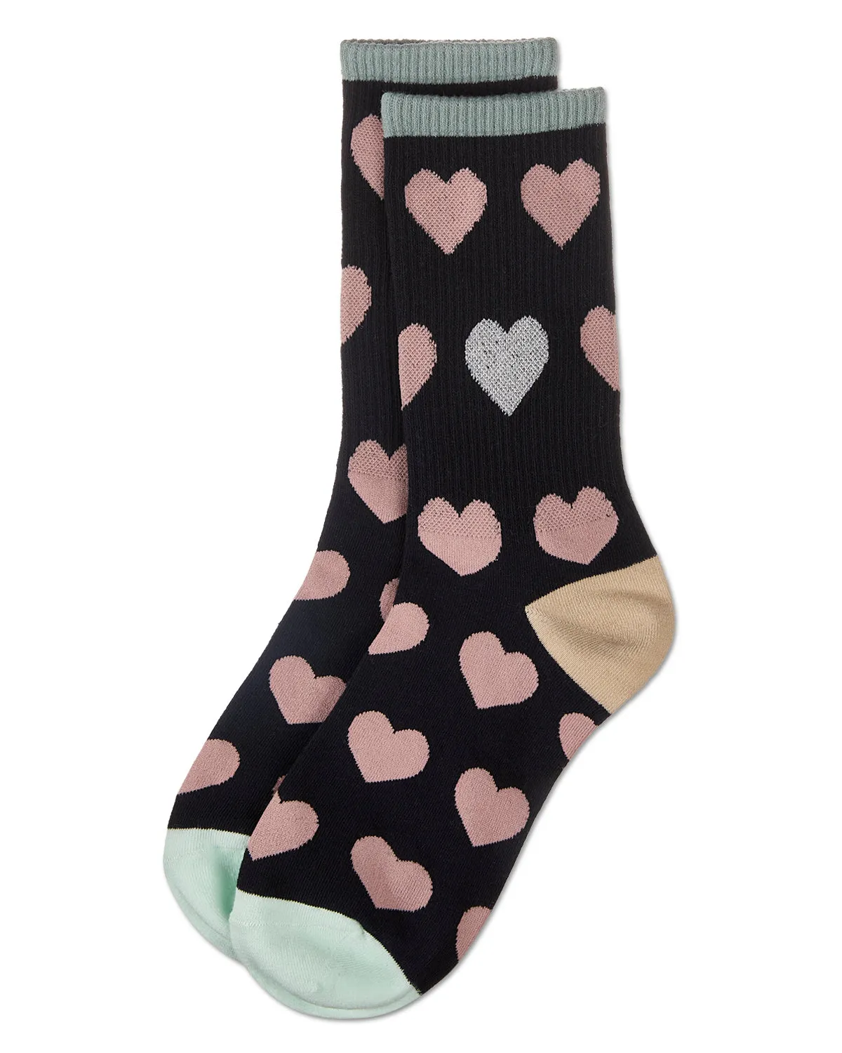 Women's Radiate Love Glitter Heart Crew Socks sold by MeMoi product image thumbnail 5