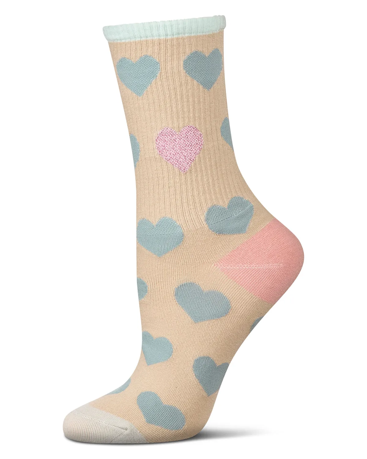 Women's Radiate Love Glitter Heart Crew Socks sold by MeMoi product image thumbnail 2