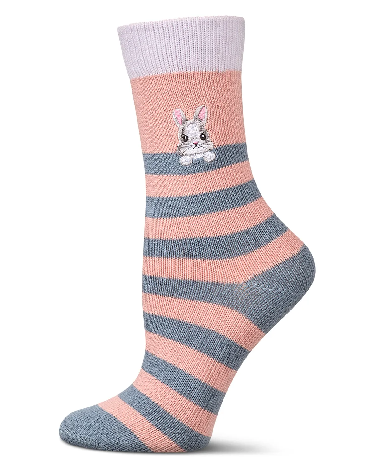 Women's "Just Hanging" Striped Embroidered Cotton Rich Novelty Crew Socks sold by MeMoi