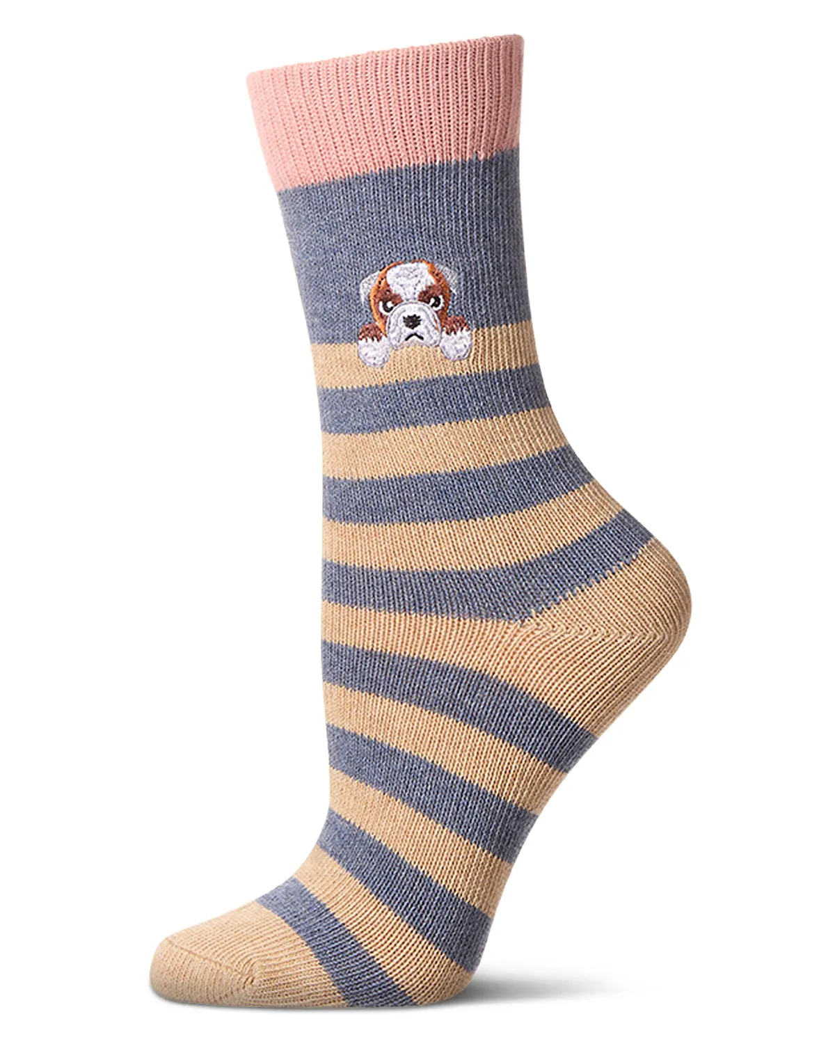 Women's "Just Hanging" Striped Embroidered Cotton Rich Novelty Crew Socks sold by MeMoi product image thumbnail 4
