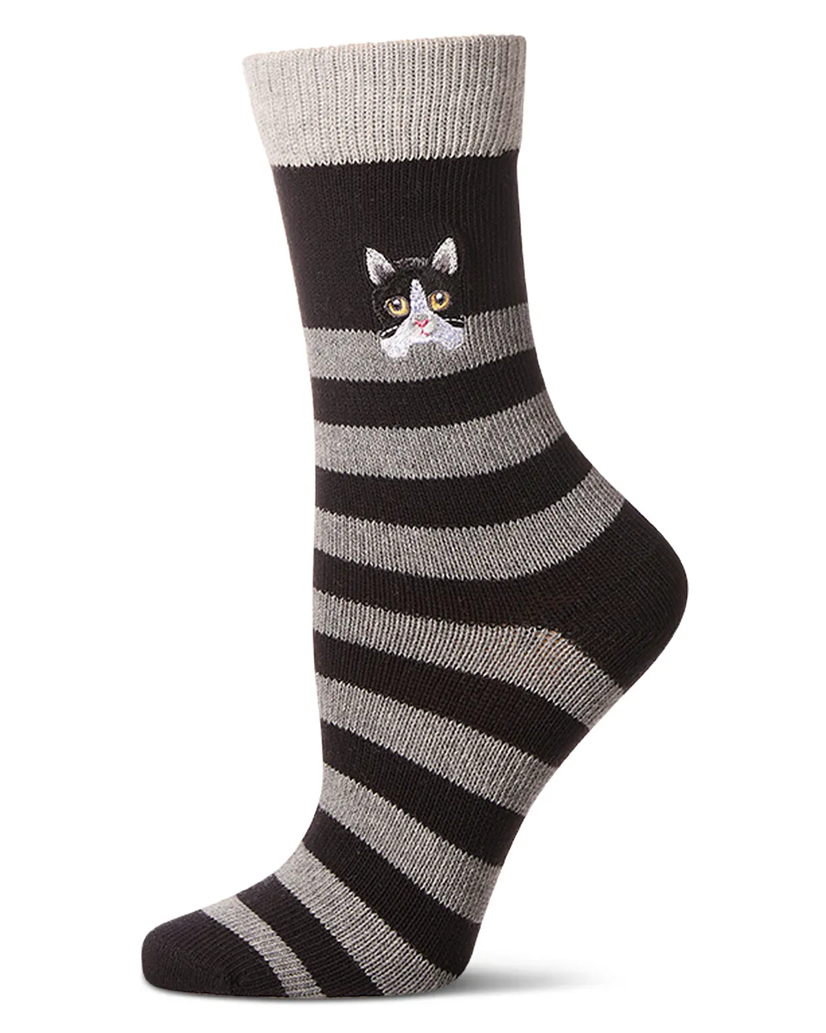 Women's "Just Hanging" Striped Embroidered Cotton Rich Novelty Crew Socks sold by MeMoi product image thumbnail 5