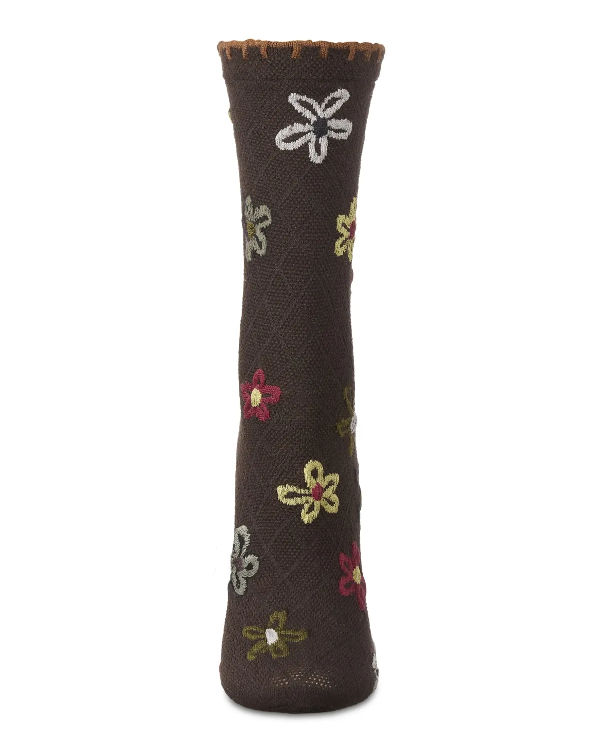 Women's Dancing Daisies Crochet Cuff Crew Socks sold by MeMoi product image thumbnail 3