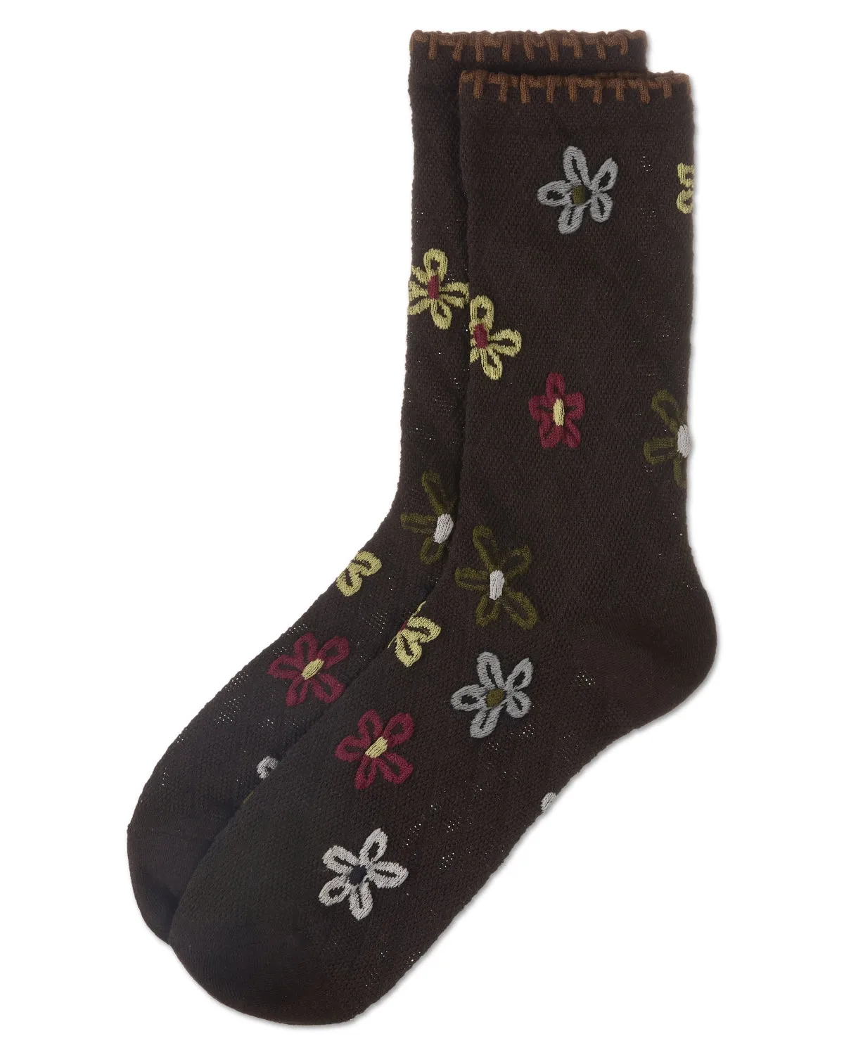 Women's Dancing Daisies Crochet Cuff Crew Socks sold by MeMoi product image thumbnail 5
