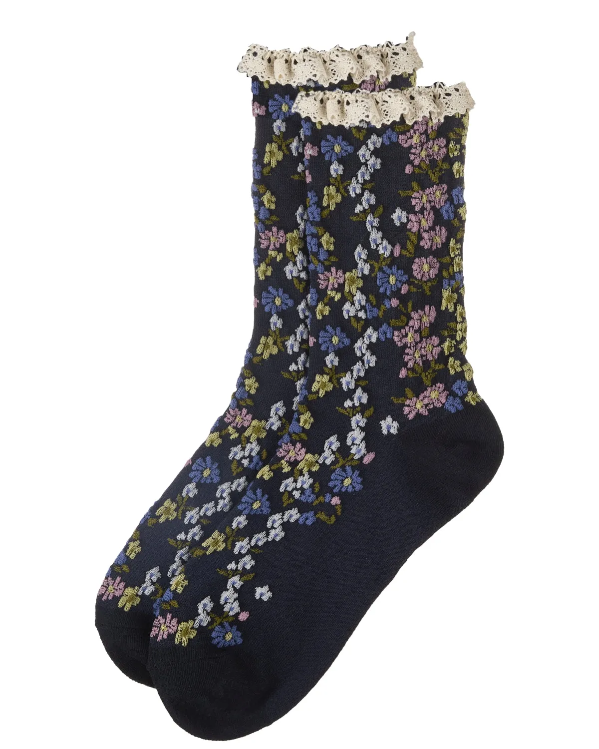 Women's Liberty Floral Lace Cuff Crew Socks sold by MeMoi product image thumbnail 5