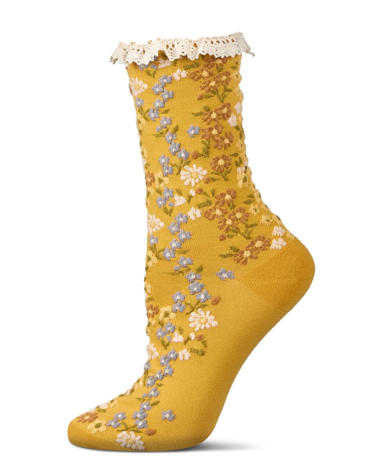 Women's Liberty Floral Lace Cuff Crew Socks sold by MeMoi product image thumbnail 2