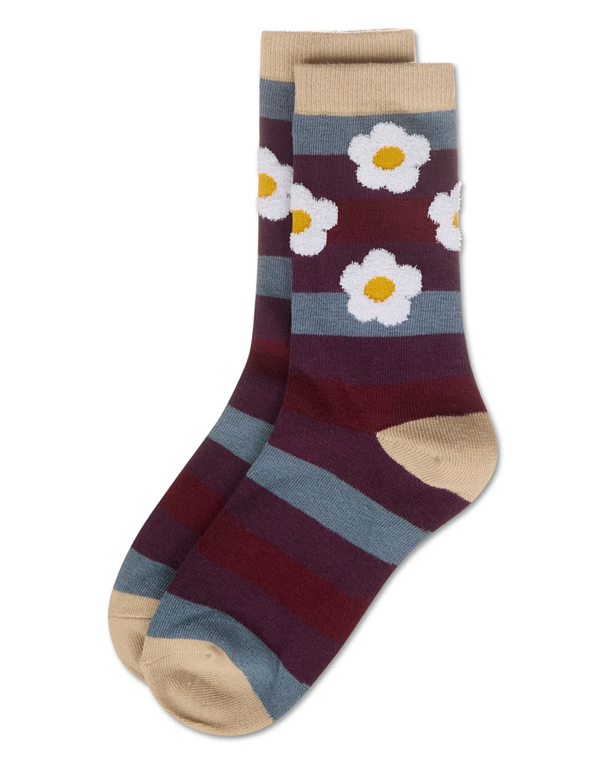 Women's Flower Pop Stripe Dimensional Crew Socks sold by MeMoi product image thumbnail 5
