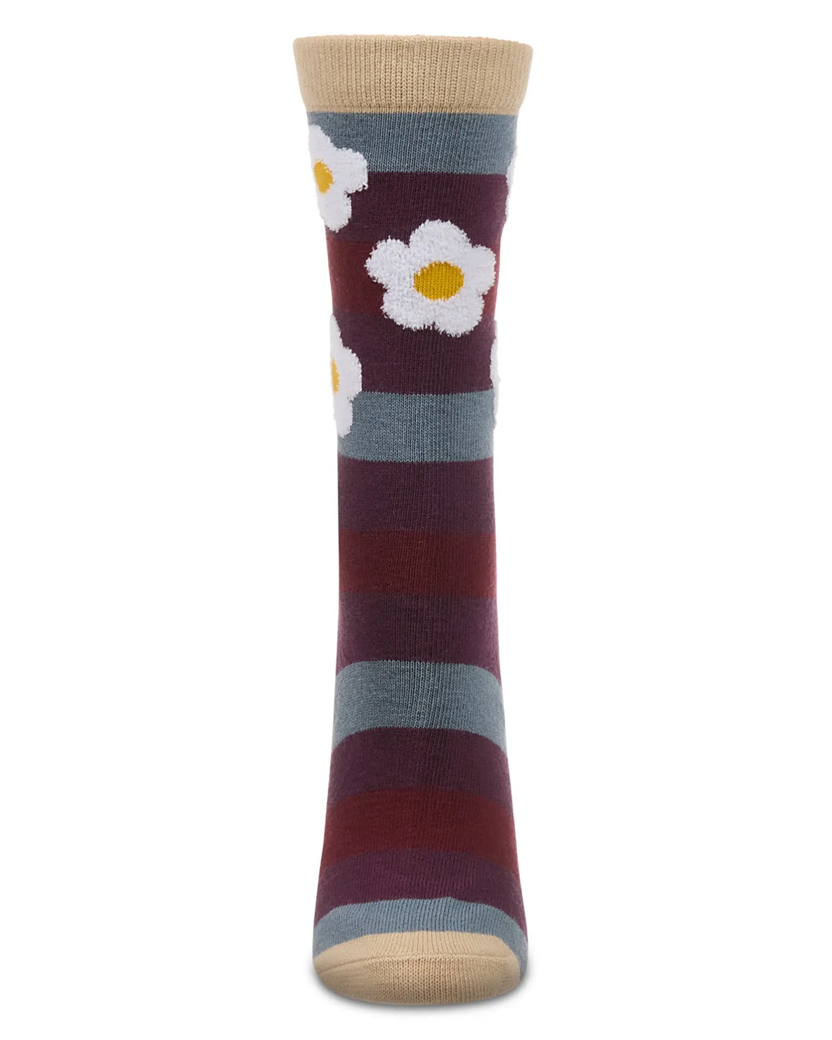 Women's Flower Pop Stripe Dimensional Crew Socks sold by MeMoi product image thumbnail 3