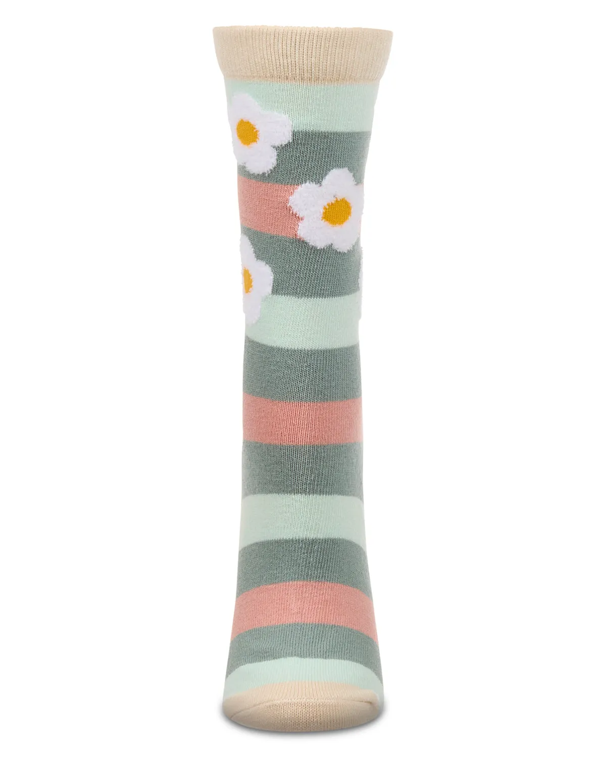 Women's Flower Pop Stripe Dimensional Crew Socks sold by MeMoi product image thumbnail 4