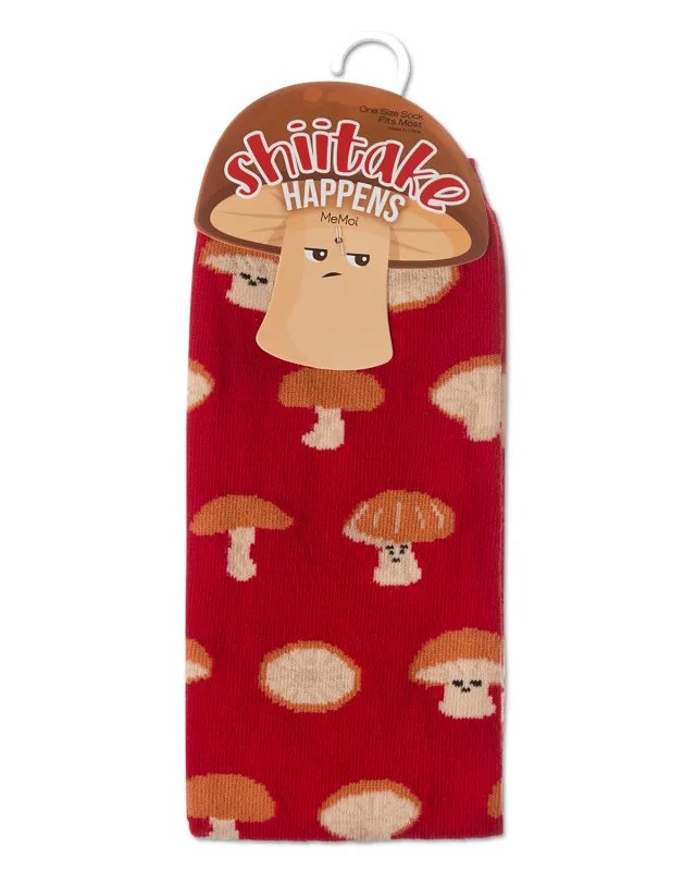 Women's "Shiitake Happens" Mushroom-Themed Giftable Novelty Crew Sock sold by MeMoi