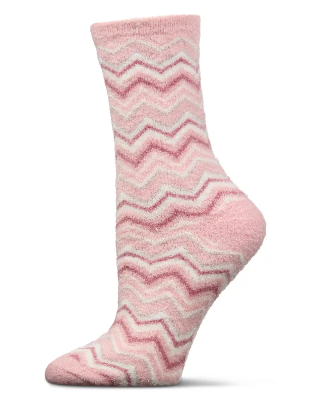 Women's Zig Zag Stripes Aloe Infused Crew Socks sold by MeMoi