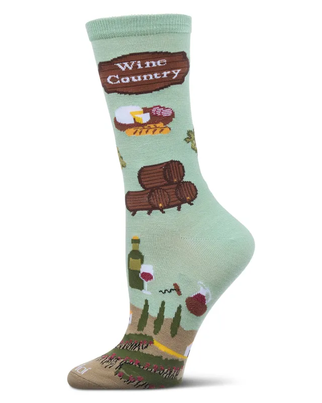 Women's Wine Country Rayon From Bamboo Crew Socks sold by MeMoi