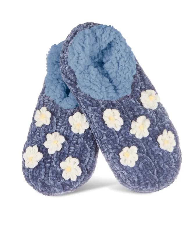 Women's Cozy Daisies Chenille Sherpa Lined Slippers sold by MeMoi